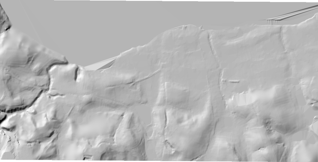 Shaded elevation model used in the case study